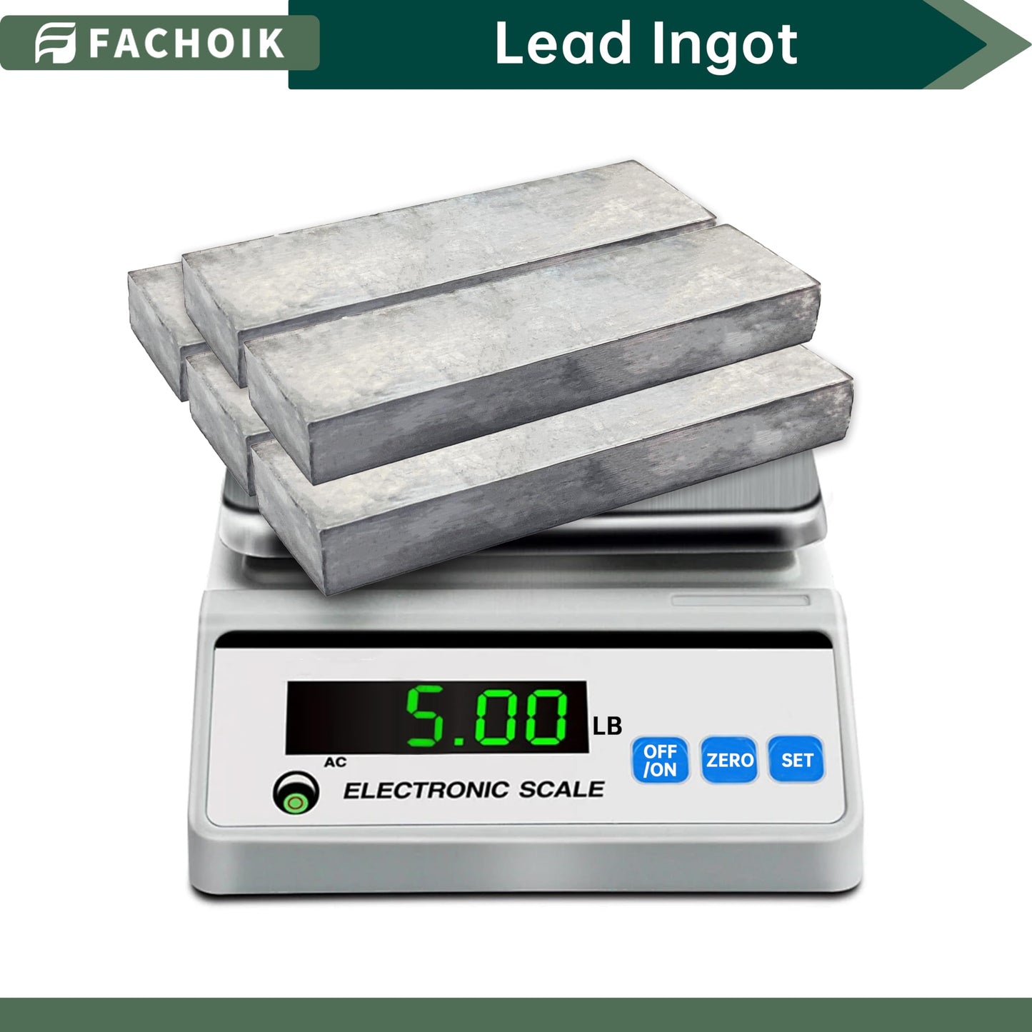 Fachoik Pure Soft Lead Ingots (99.9% Pure) for Casting of Fishing sinkers and Weights (5, Pounds)