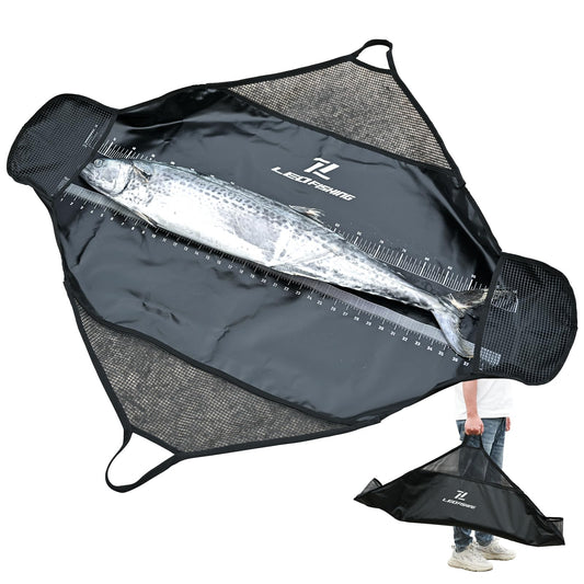 LEOFISHING Tournament Weigh-in Fish Bag - Folding Sling With Strong Nylon Handles and Ruler - Heavy Duty Bass Transport Bag