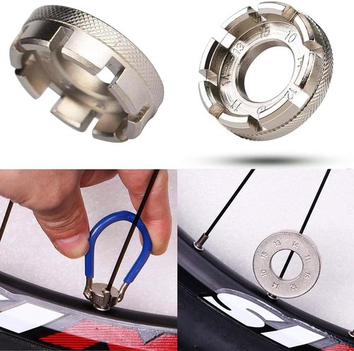 Bike Spoke Wrench Tool 8 Way Hard Steel Adjust Bicycle Wheel Tension 6 Sizes in 1 Pocket Spoke Tools for Bike Repair Adjustment Wrench Correct Kit set of 2