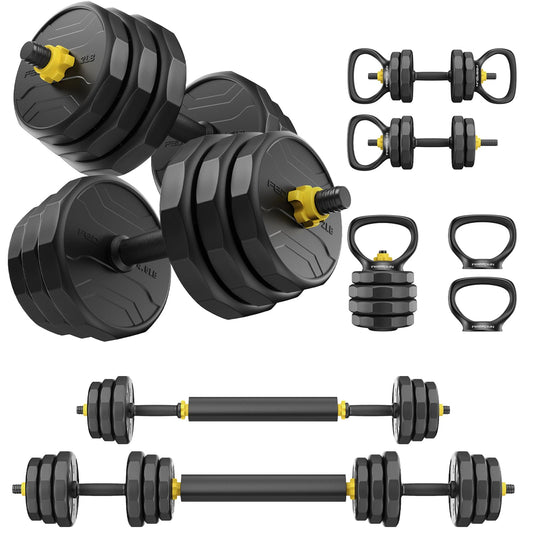 FEIERDUN Adjustable Dumbbells, 48lbs Free Weight Set with 4 Modes, Used as Barbell, Kettlebells, Push up Stand, Fitness Exercises for Home Gym Suitable Men/Women