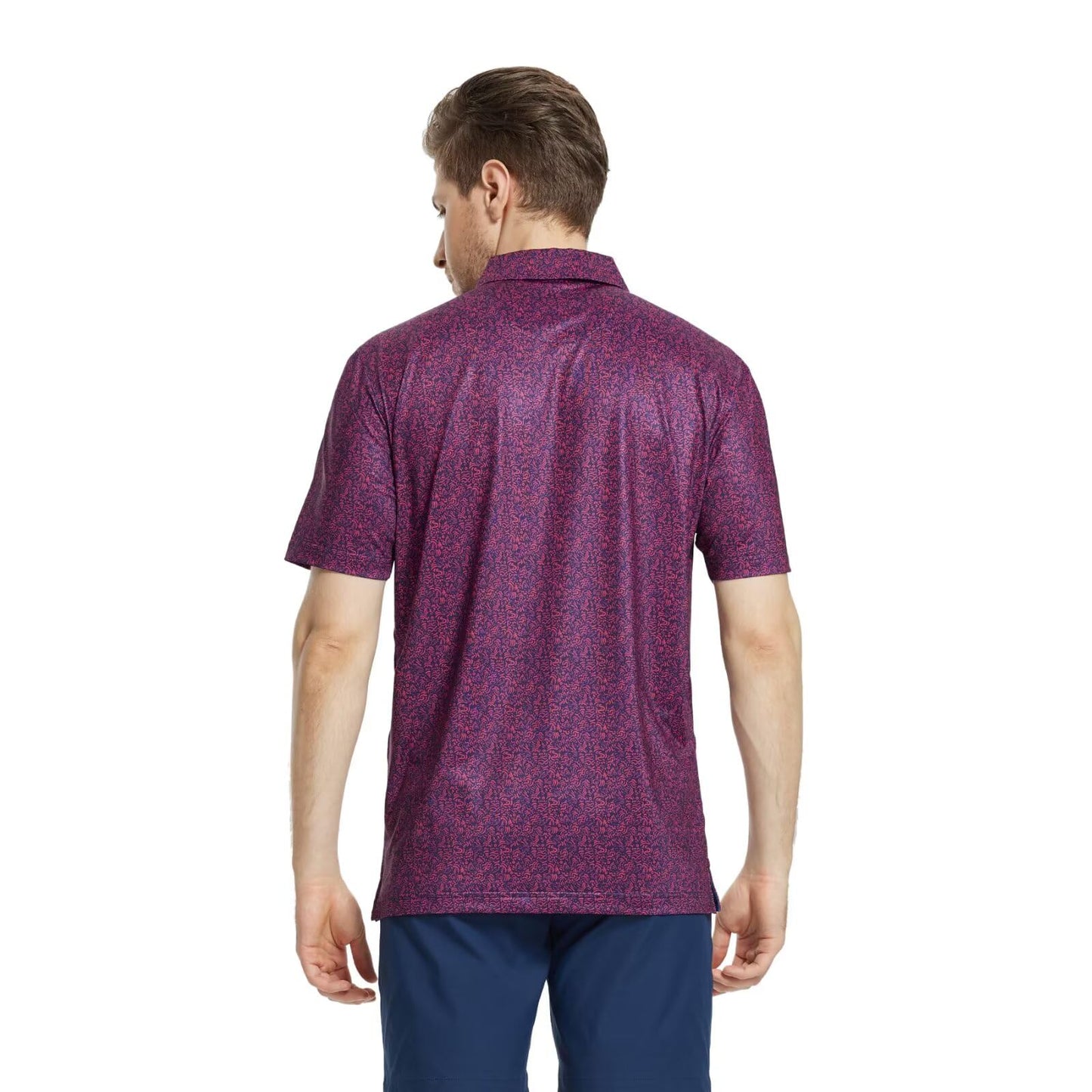 M MAELREG Mens Golf Shirt Short Sleeve Dry Fit Print Moisture Wicking Performance Patterns Collared Polo Shirt
