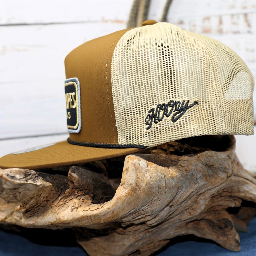 HOOEY Adjustable Snapback Trucker Hat with Cactus Ropes Logo (Brown/Tan)