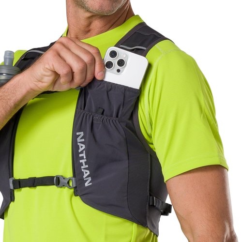 Nathan Hydration Vest for Running - Ultra-Lightweight, Compression-Fitted Running Vest for Men & Women with Power Mesh - Includes 14oz Hydrapak Soft Flask - Pinnacle Featherlite, S-M