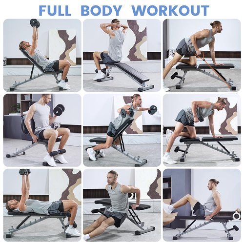 SPORTSOUL Adjustable Weight Bench Heavy Duty Fitness Bench For Weight Training, Home Gym Bench, Weightlifting and Strength Training, Upgraded Breathable Leathaire Bench Material, Black