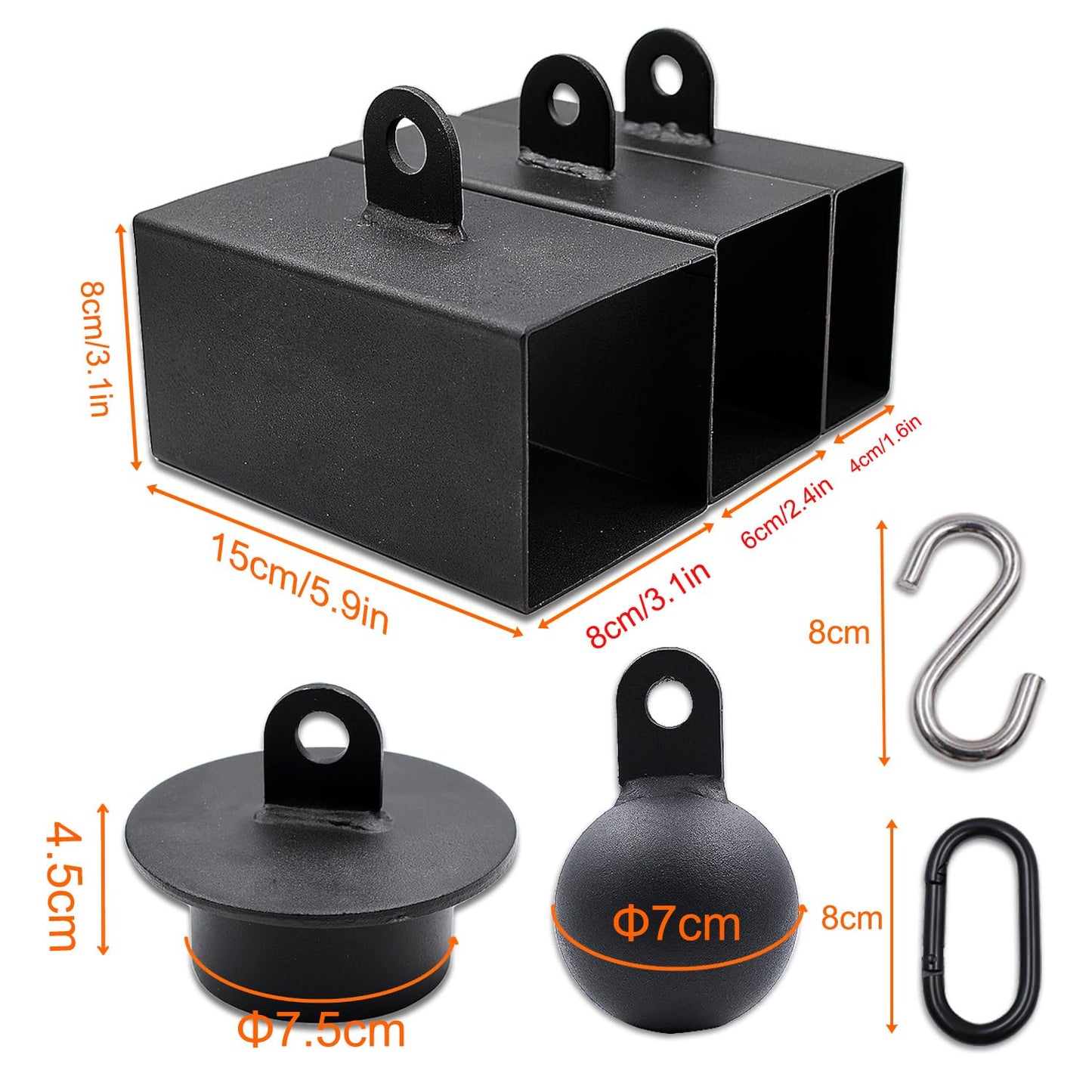 J Bryant Iron Pinch Grip Set with Loading Pin and Chain, Pinch Block Grip for Rock Climbing Forearm Finger Strength Training, Home Gym Hand Pinching Power Strengthener Equipment