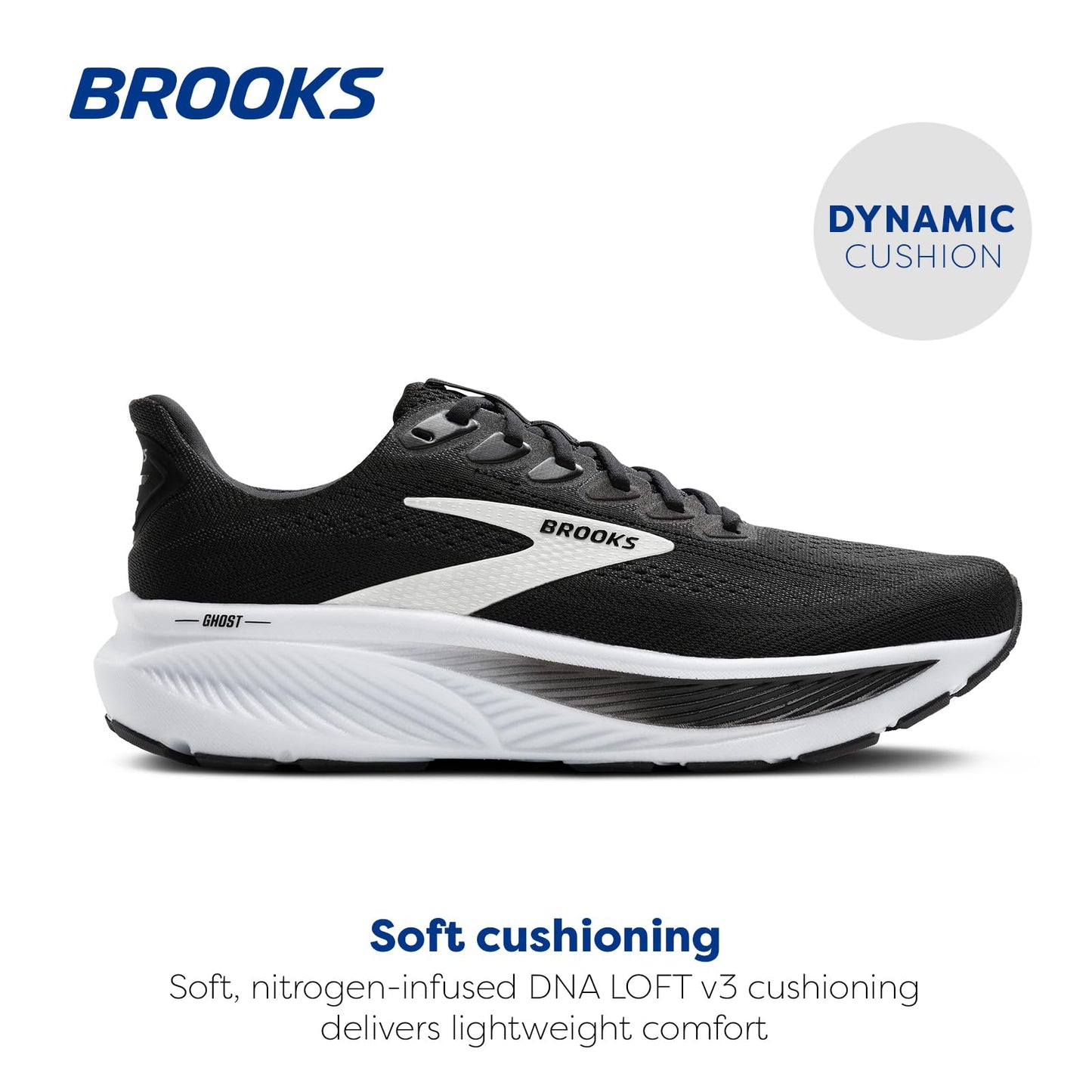 Brooks Women’s Ghost 17 Neutral Running Shoe - Black/Grey/White - 9.5 Wide