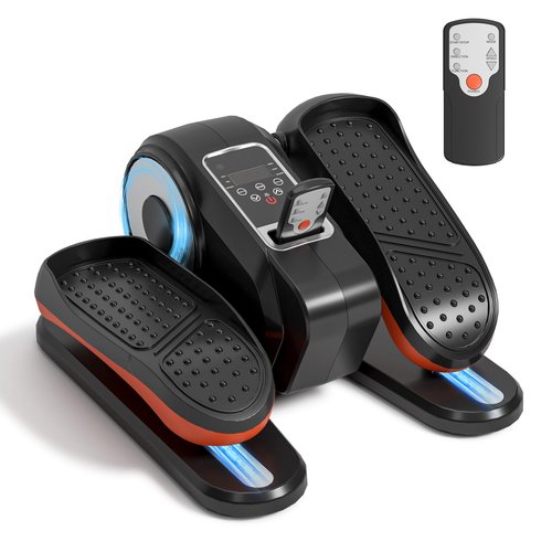 SogesPower Under Desk Elliptical Exercise Machine, Ellipse Leg Exerciser for Seniors with 12 Adjustable Speeds, Electric Seated Pedal Exerciser for Home with Remote Control, Black&Orange