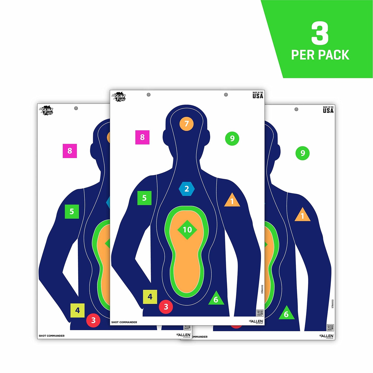 EZ Aim Fun Shot Commander Paper Shooting Targets, 23" W x 35" H, 3-Pack, Multi