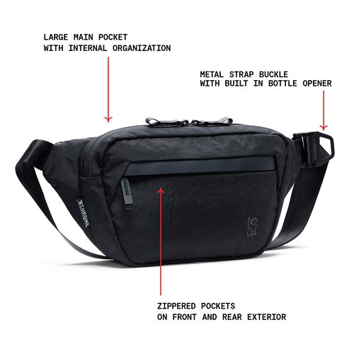 Chrome Industries Sabin Sling Bag for Men and Women – Large Main Compartment, Lightweight Recycled Materials and Metal Adjuster Buckle – 6L, Black
