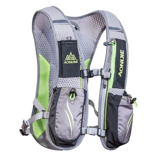 AONIJIE 5.5L Running Hydration Vest Pack with 6 Safety Pockets Adjustable & Lightweight Hydration Backpack for Marathon Race Hiking Cycling (Grey