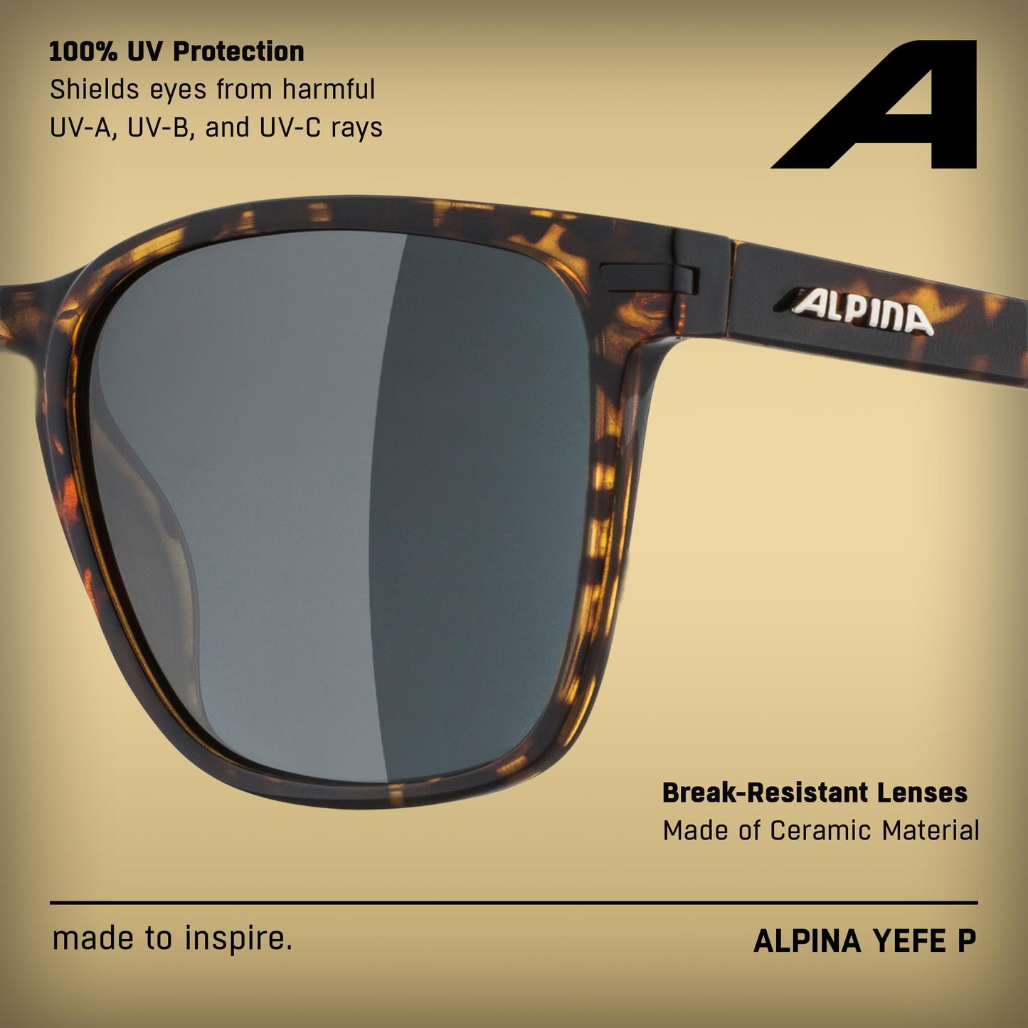 ALPINA YEFE P - Sunglasses with 100% UV Protection for Adults - Polarized, Mirrored & Shatterproof - Havana Gloss - One Size