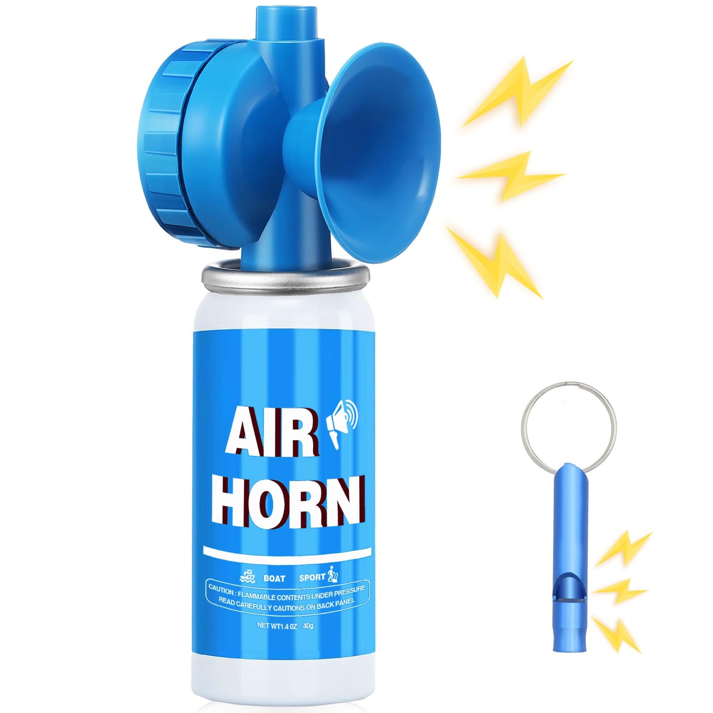 1.4oz Boat Air Horn, 130DB Heard Up to 0.5-Miles Away,Handheld Mini Marine Fog Horn Blow Horn Boat Accessories,Loud Bear Air Horns Can for Safety,Outdoor Alarms,Sporting Events,Blue