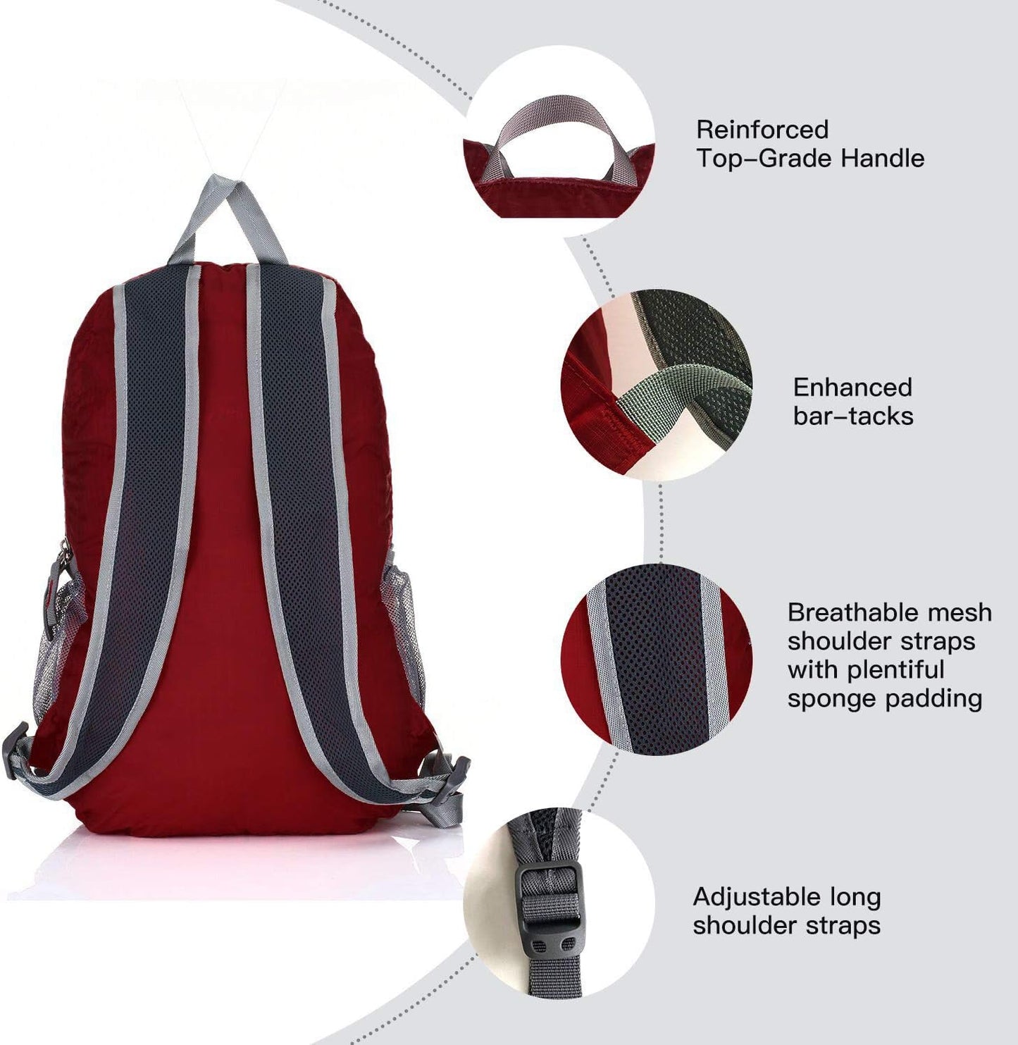 Outlander Packable Handy Lightweight Travel Hiking Backpack Daypack, Black