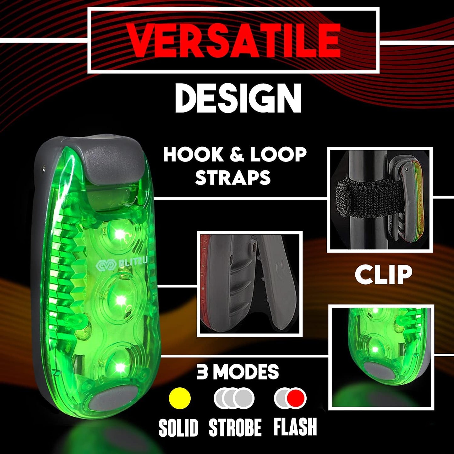 4 Pack LED Safety Light, Clip on Reflective Gear Lights for Walking at Night, Running, Jogging, High Visibility Strobe Light Accessories for Runners, Kids, Hiking, Kayak, Cycling, Camping, Boat