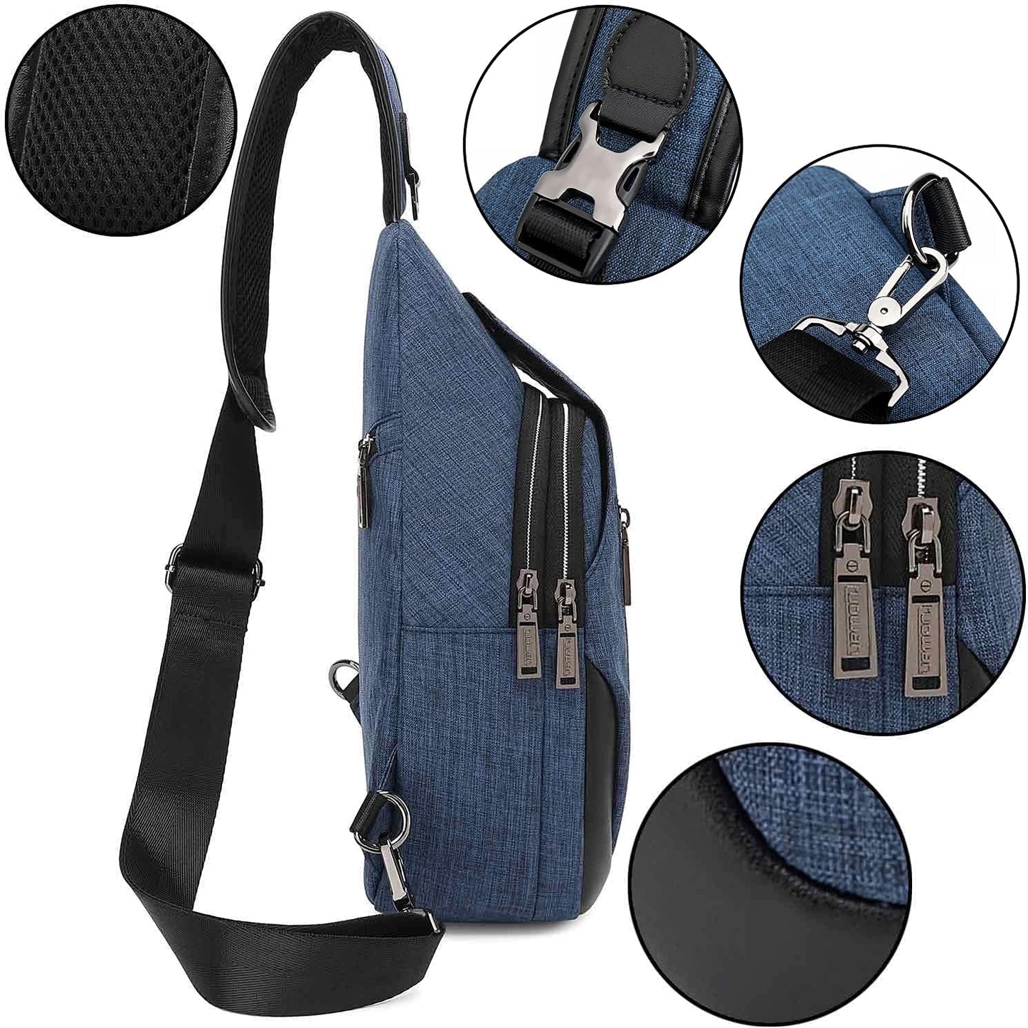 Small Sling Bag Crossbody Backpack Over the Shoulder Bag for Men Women Travel Outdoors, Lightweight Chest Pack (Small, Black)