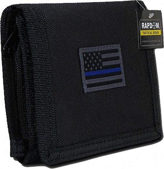 Rapdom Tactical Tactical Wallet, Thin Blue Line, Black, 4.75" x 3.5" x .75"