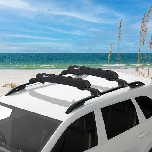 BougeRV Soft Roof Rack Pads, 31.5" Surfboard Car Rack for SUP Kayak Ladder Luggage Carrier, Universal for Different Shapes of Cross Bars, Water-Resistant Crossbar Pads with 2 Endless Ratchet Straps