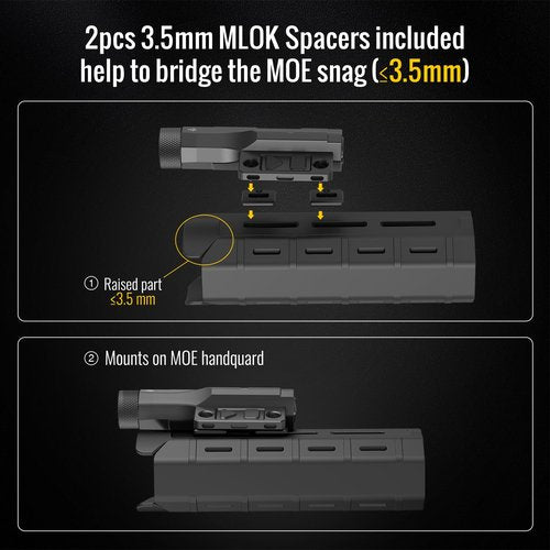 DEFENTAC 2400lm Aluminum Flashlight is Compatible with Picatinny/Mlok Rail for Rifle, Rechargeable Weapon Light with Strobe/Momentary, with Pressure Pad Switch