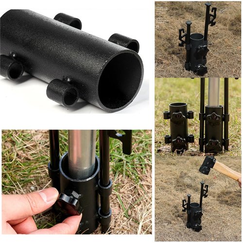 SquEqu Tent Poles Holder Tarp Poles Holder Feet Double Tent Stakes Stabilizer Fastener for Tarp Poles Canopy Camping Tent Stakes Pegs Awning Poles Hammock Rain Fly Shelter Keep Tent Stable