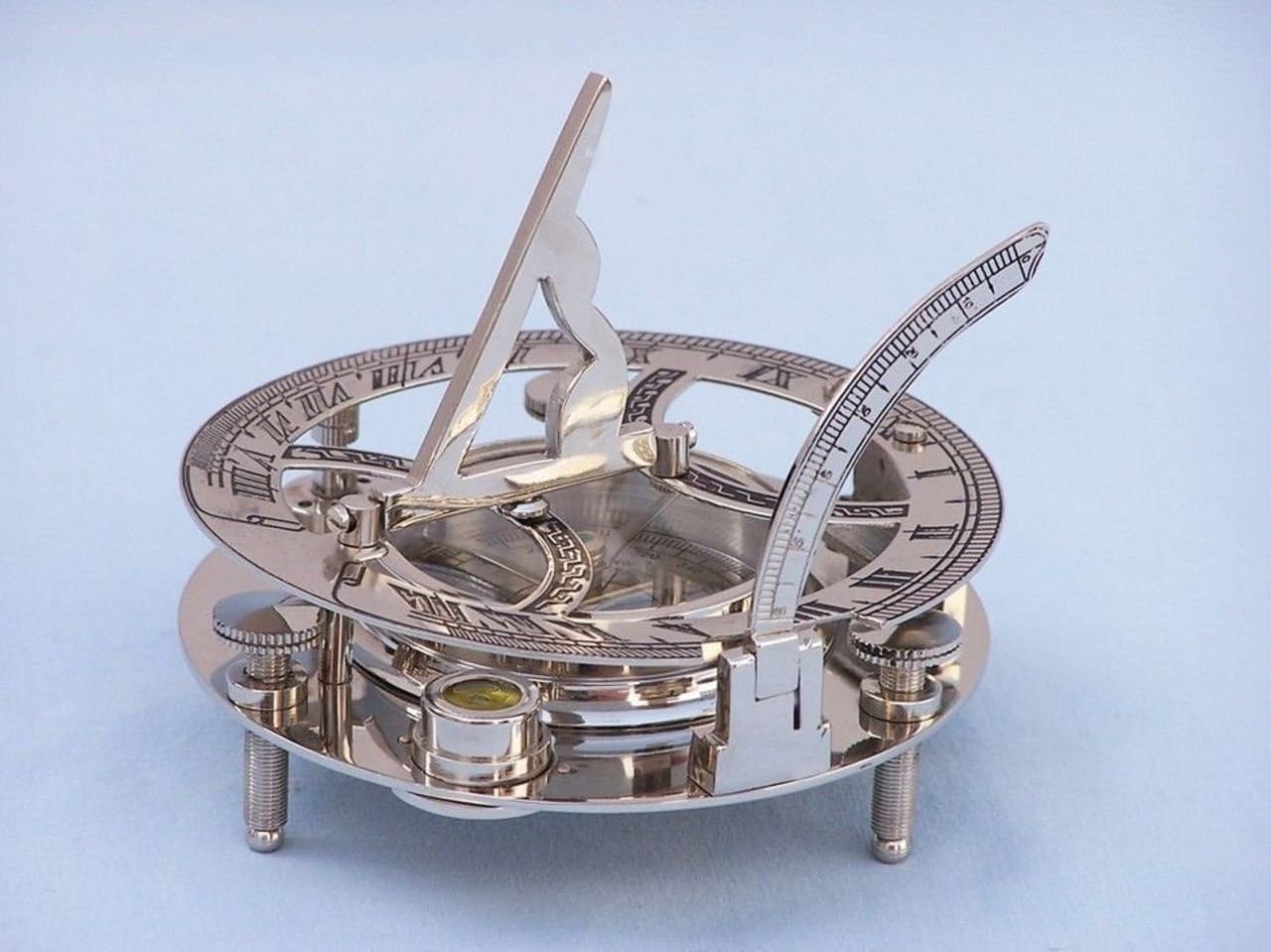 Hampton Nautical Antique Brass Round Sundial Compass with Rosewood Box, 6"