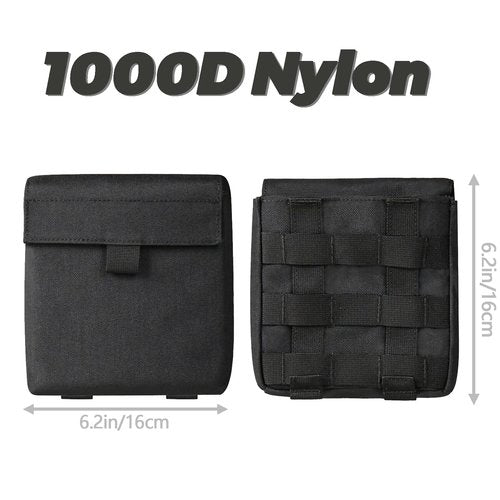 ULIONTAC Side Molle EDC Pouches for Backpack Waist Belt Attachment Surplus 1000D Nylon Compact Utility Water-Resistant Pouch 2 Pack(Black)