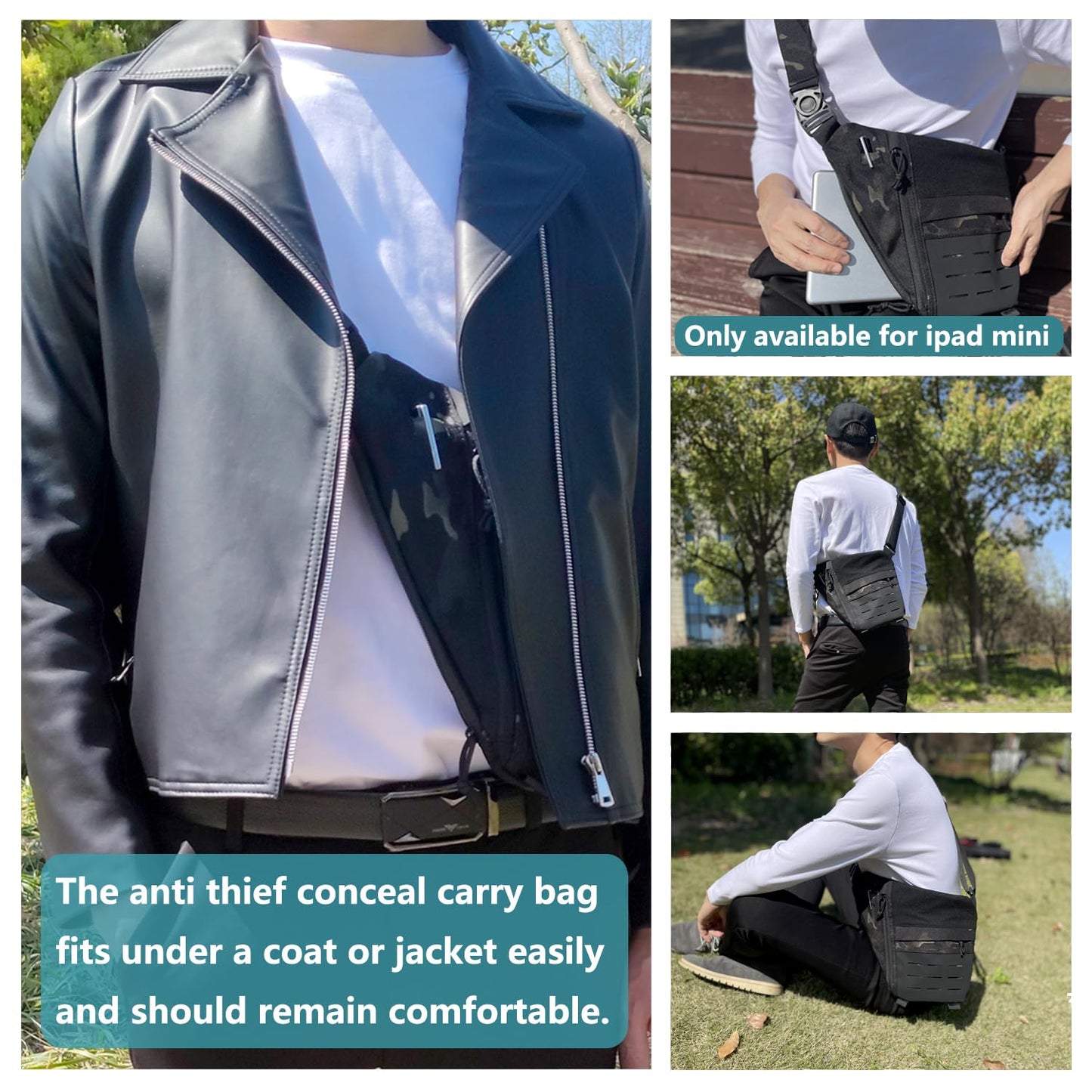 GAZJYUSP Sling Bag-Anti-theft Crossbody Shoulder Bag for Men and Women Anti Theft Travel Bag Concealed Carry of Handgun for Casual Stealth Personal Pocket Bag (Black)