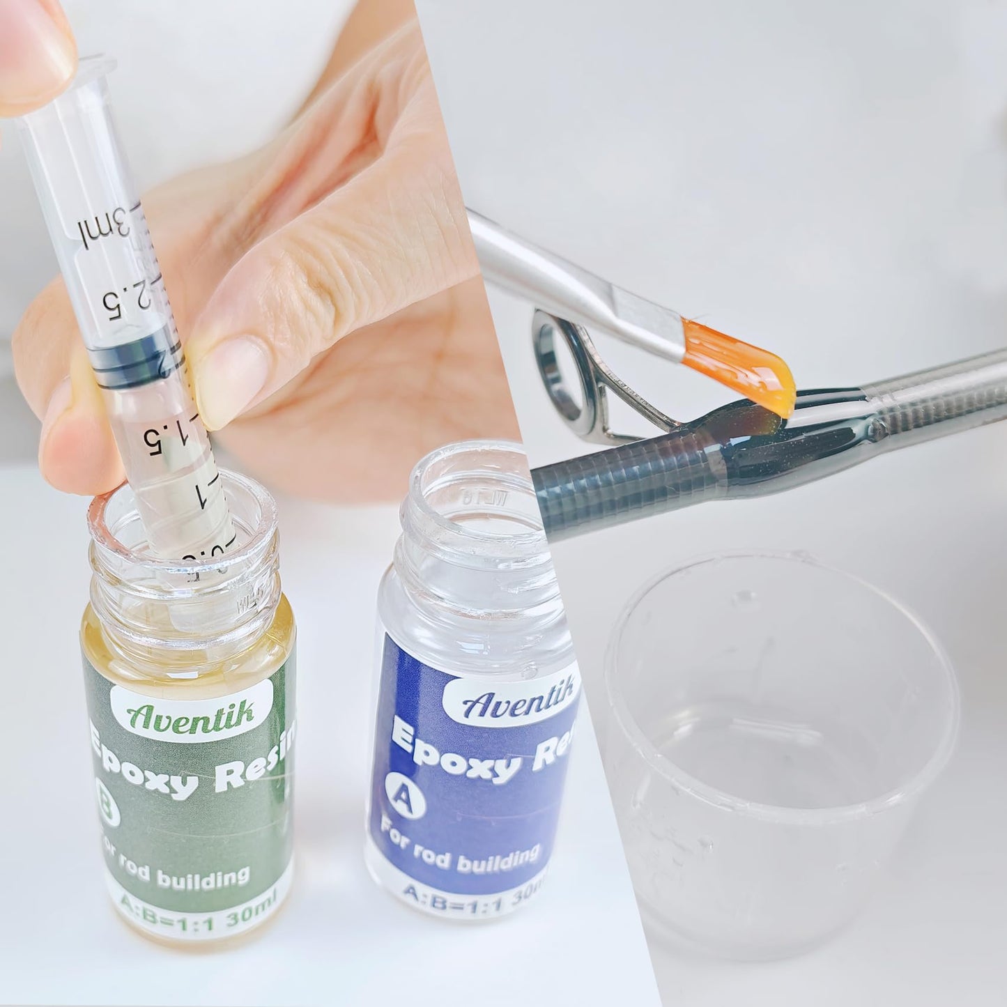 Aventik Fishing Rod Repair Kit Complete Supplies with Two-Part Epoxy Resin, 500D Wrapping Thread, Clipper, and Masking Tape Fishing Pole Repair Kit