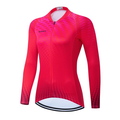 Women's Long Sleeve Cycling Jersey, Quick Dry Bike Top with Reflective Strip, Zipper and Pockets (US, Alpha, X-Large, Regular, Regular, HMXC036)
