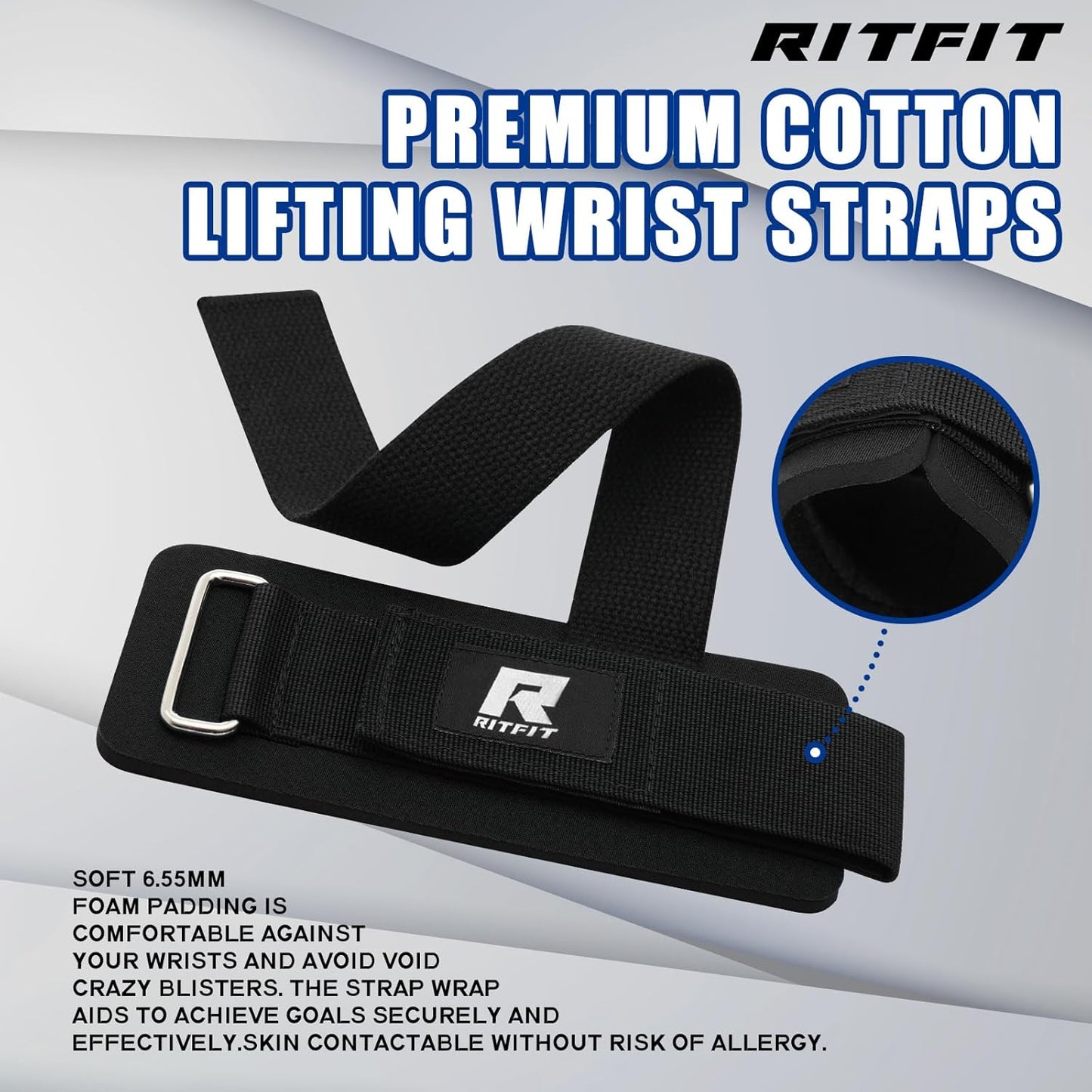 RitFit Lifting Wraps, Wrist Straps for Weightlifting, Wrist Support for Working Out, Bodybuilding, MMA, Powerlifting, Strength Training, Men & Women