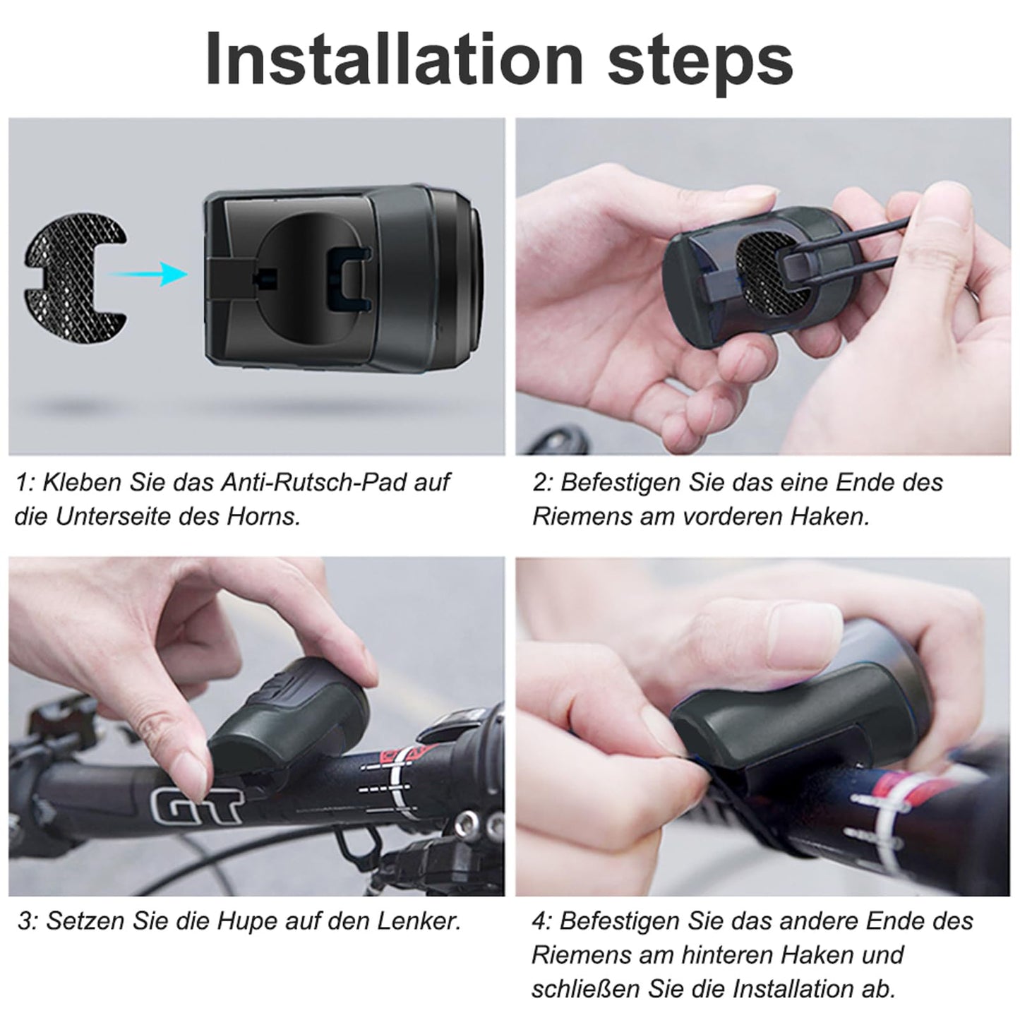 Electric Bike Bell for Adult, 125db Anti-Theft Alarm Loud E-Bike Horn with 1 Sound Modes USB Rechargeable Waterproof Bicycle Horn for MTB/BMX Scooter/Road Cycling