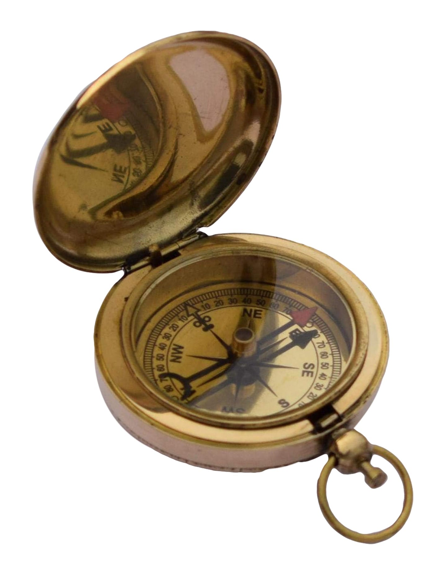 Antique Brass Compass Push Button Pocket Compass Nautical Navigation Tool for Outdoor Camping Travelling & Hiking