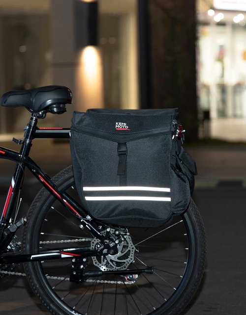 KEMIMOTO Bike Panniers Bag 40L Bicycle Panniers for Rear Rack with Waterproof Rain Cover, Ebike Saddle Bags, Bike Rack Bag, Saddlebags for Bikes, Black Large Capacity Reflective Strip