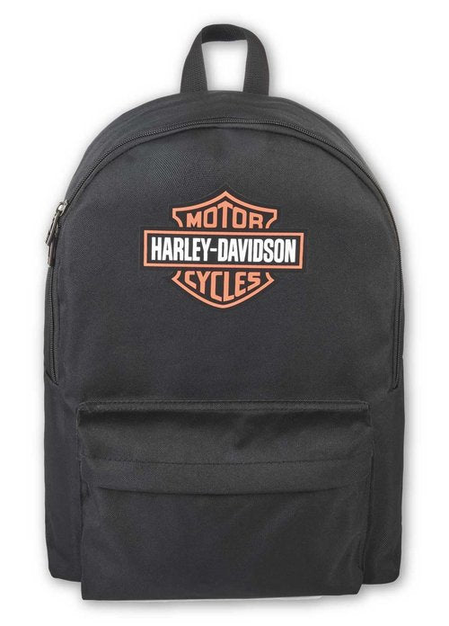 Harley-Davidson Bar & Shield Graphic Backpack w/Adjustable Straps - Black/Orange