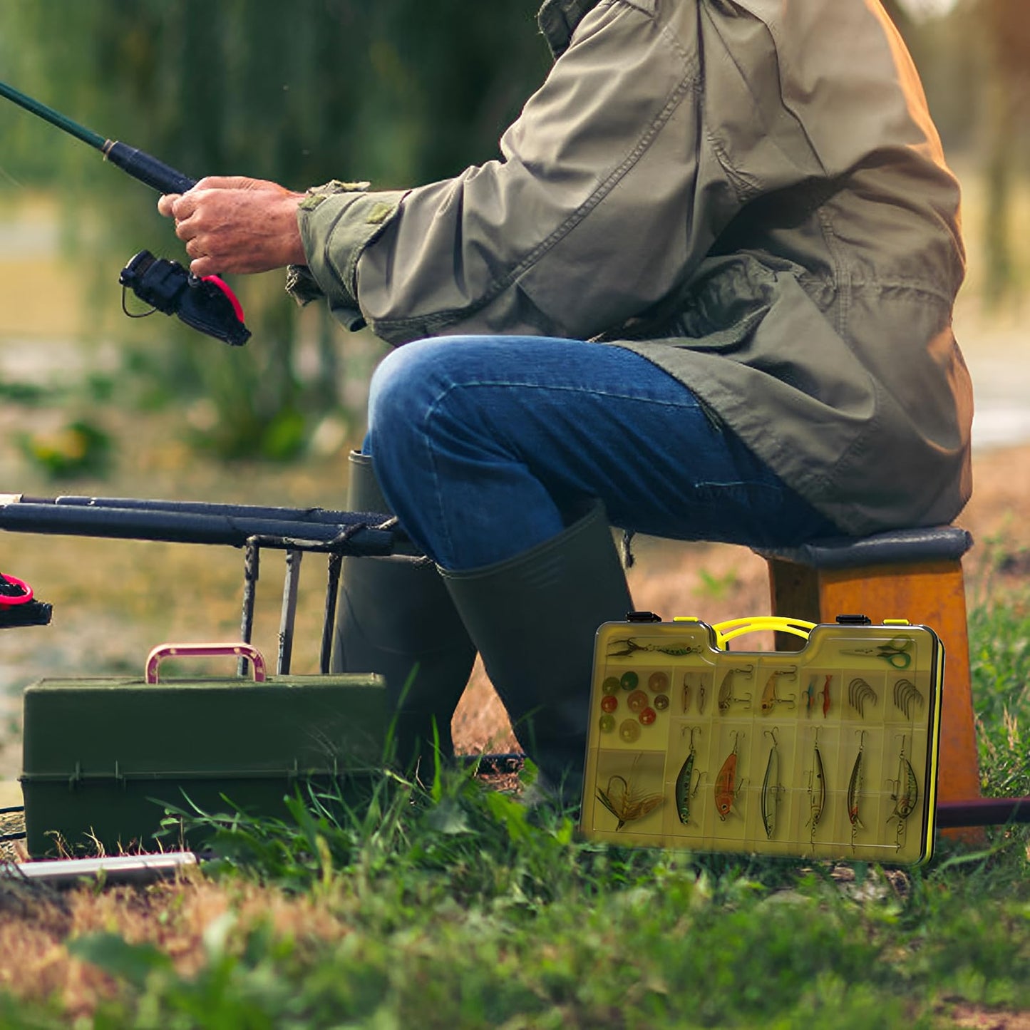 Fishing Tackle Box,Plastic Tackle Trays,Tackle Box Organizer with Removable Dividers,Waterproof Tackle Box Used for Storing Fishing Bait