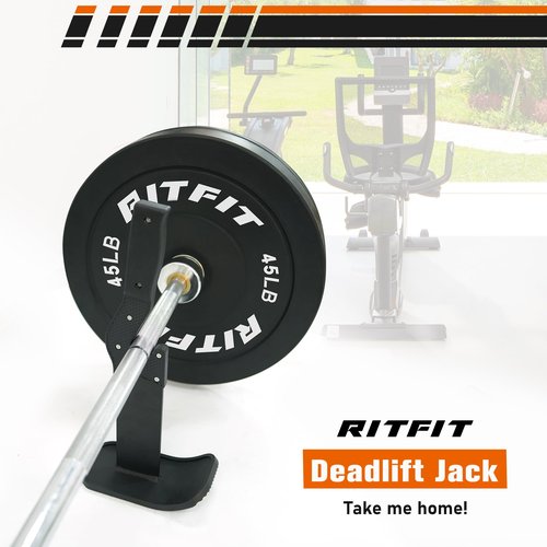 RitFit Barbell Jack Deadlift Stand Bar With Non-slip Handle and Base, 660LB Capacity, Metal, Standard Finish