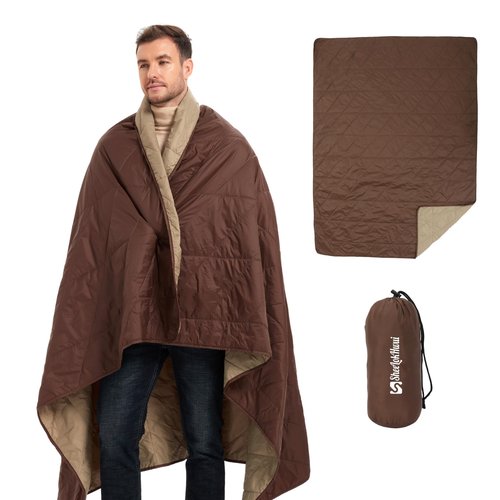 sheelokhwui Ultralight Puffy Blanket, Outdoor Camping Blanket, Water-Resistant and Packable, Great for Camping, Stadium, Traveling, Backpacking, Picnic and Beach. 79"x55". Classic Coffee