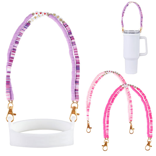 3pcs Water Bottle Holder with Strap, Pink, Purple, Hot Pink Cup Accessories 30oz 40oz 20oz, Cup Holder with Strap Compatible with Cup Accessories