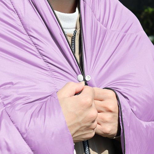 zzlamb Camping Blanket, Lightweight Puffy Travel Outdoor Blanket Down Alternative, Portable&Windproof Warm Quilt for Cold Days Plane Car Picnic Hammock Beach Backpacking, Purple 52x75in