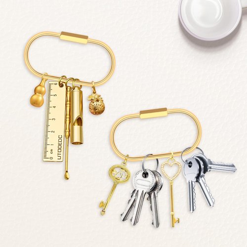 EEEKit Screw Lock Keychain, Brass Key Ring, Gold Carabiner for Car Key Chains Dog Collars, Bag Charms, 8PCS