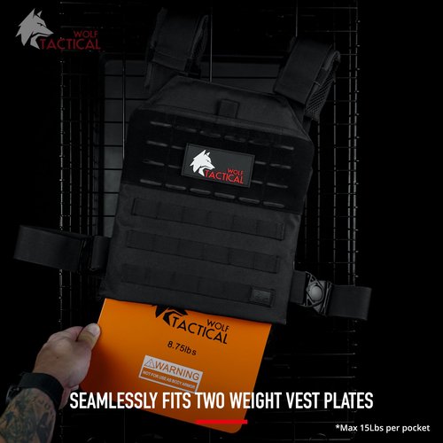 WOLF TACTICAL Simple Weighted Vest Men Womens Weighted Vest for Walking Running Training Rucking Adjustable Weight Vest, Black