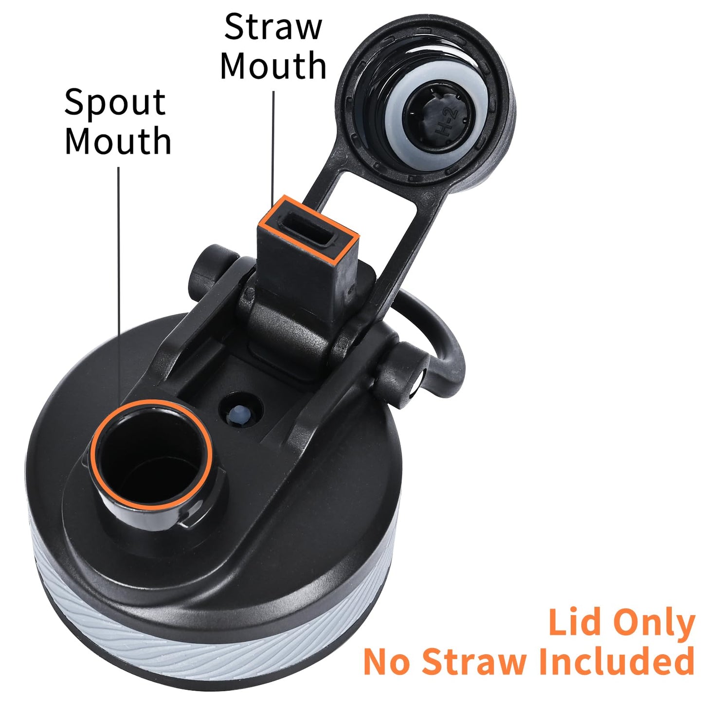 GAZLEMHO Water Bottle 2-in-1 Straw & Chug Lid, BPA-free 2 Ways Cap for Water Jug Flask Bottles, Fit for 18, 24, 32, 40, 64, 128 oz Water Bottles, Replacement Cover, Black