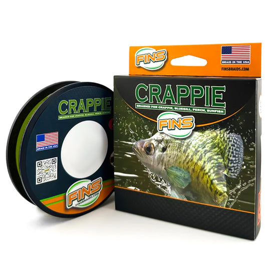 FINS Crappie Braid - Ultra-Strong, Thin Diameter Braided Fishing Line Reels for Crappie, Perch & Sunfish - 4 lb - 100 Yds - Slate Green