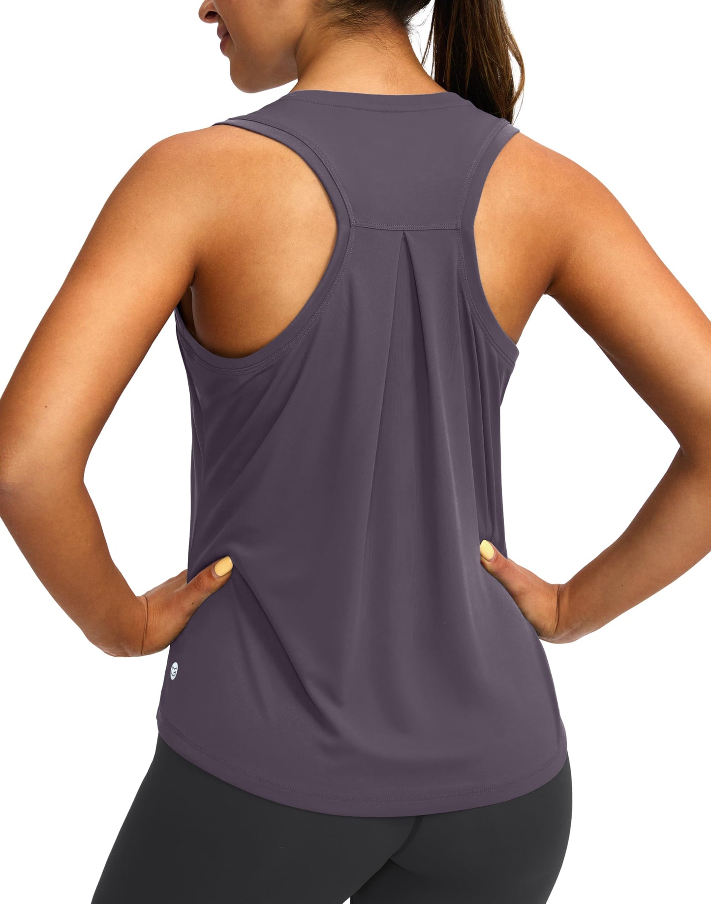 Women's Workout Tops Racerback Athletic Tank Tops Sleeveless Loose Fit Yoga Running Gym Shirts for Women(Purple Grey,XL)