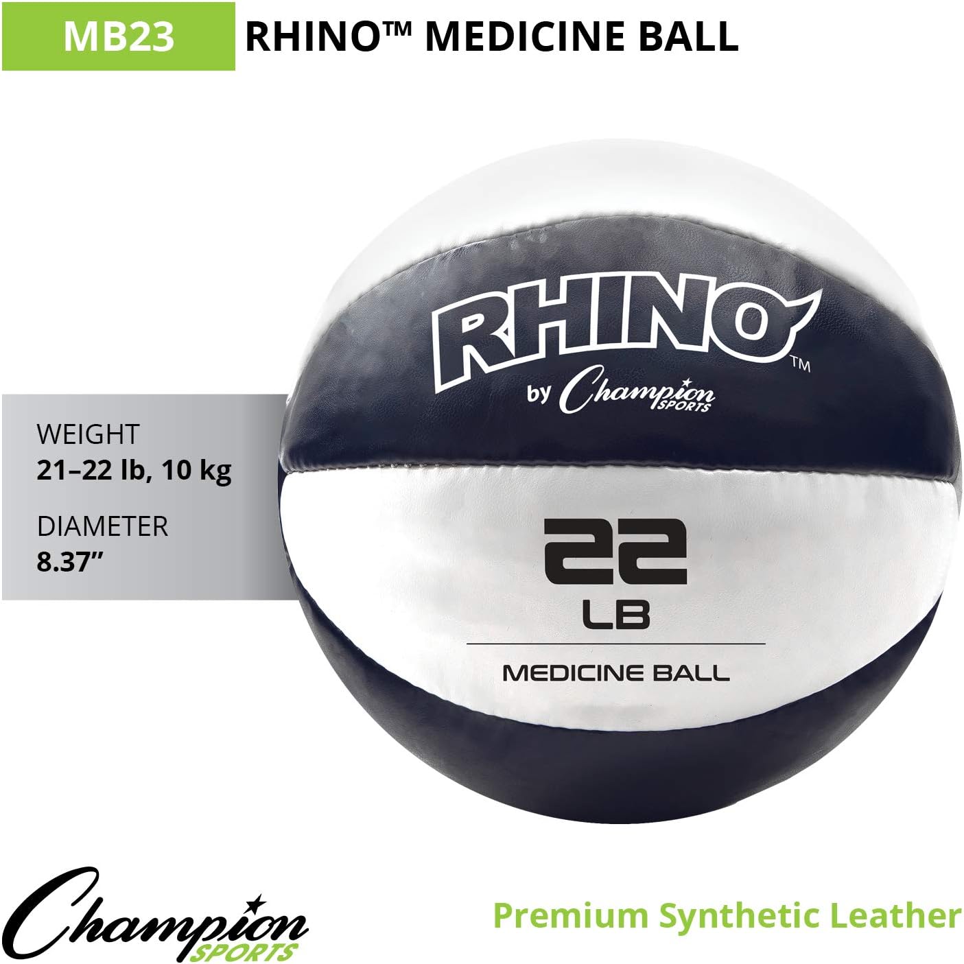 Champion Sports Exercise Medicine Balls, Leather with No-Slip Grip - Weighted Med Ball Set for Weight Training, Stability, Plyometrics, Cross Training, Core Strength - Multiple Styles