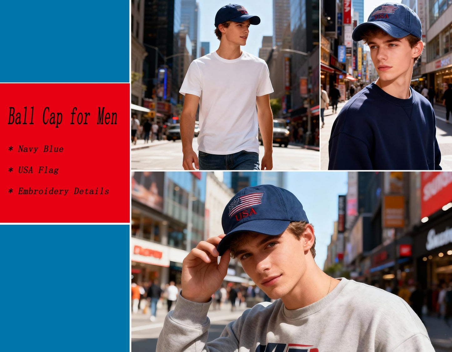 Washed American Flag Baseball Cap Retro Adjustable Sun Dad Gift Hats for Men Women Fashion Trucker Cap Unisex Navy