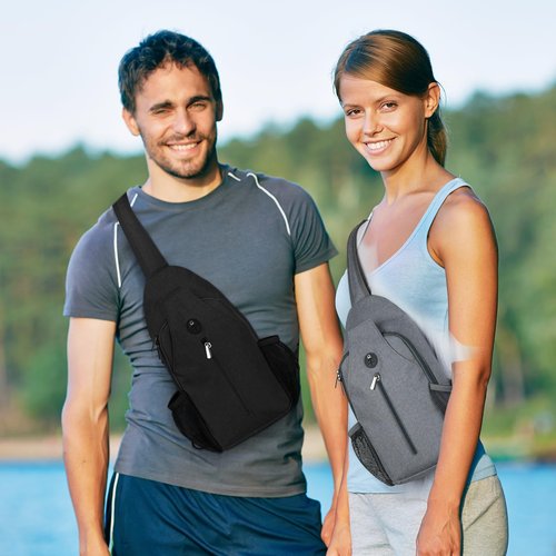 BROADREAM Sling Bag for Men Women Phone Crossbody Bag with Water Bottle Pocket Portable Hiking Daypacks Multifunctional Travel Bag