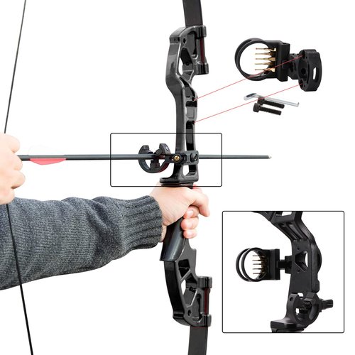 Knixxo Archery 51" Takedown Recurve Bow and Arrows Set for Adults,Right Hand Practice Kit with 6pcs Real Feather Carbon Arrows for Beginner 40lb,Black