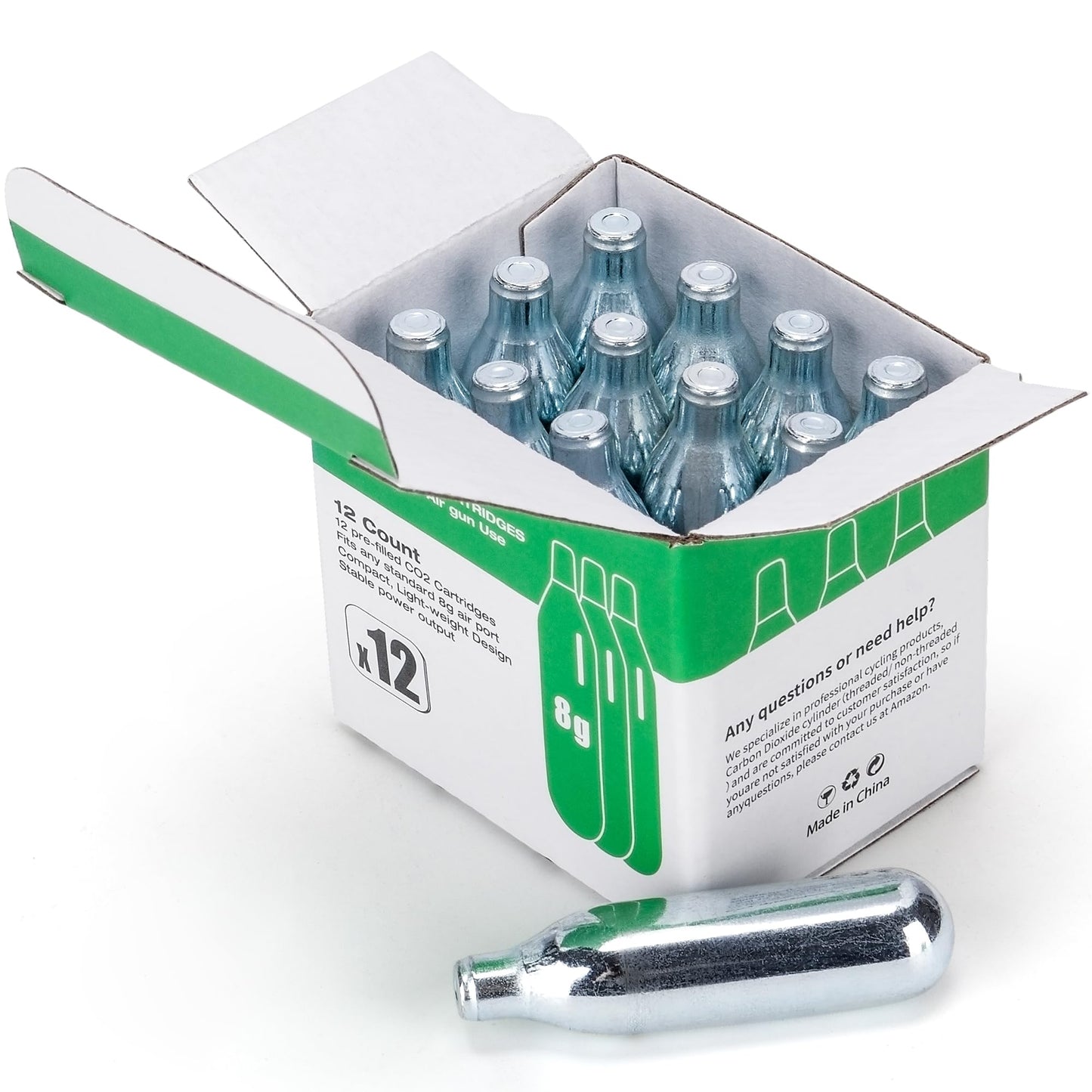 8 Gram/ 12 Gram CO2 Cartridges for Paintball - CO2 Cylinder CO2 Powerlet Cartridges for Airsoft, Air Gun, Pepper Gun P2P HDP 50 Compact(8G-12PC)