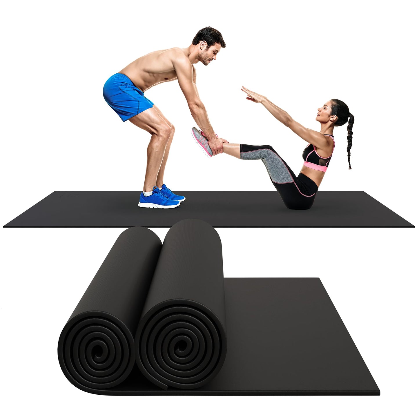 8FT x 4FT Extra Large Exercise Mat - PVC Floor Workout Mat with Carry Bag, Cleaning Cloth - Non slip Thick Workout Mats for Home Gym Flooring, Fitness Training Mat for Weights Pilates Cardio