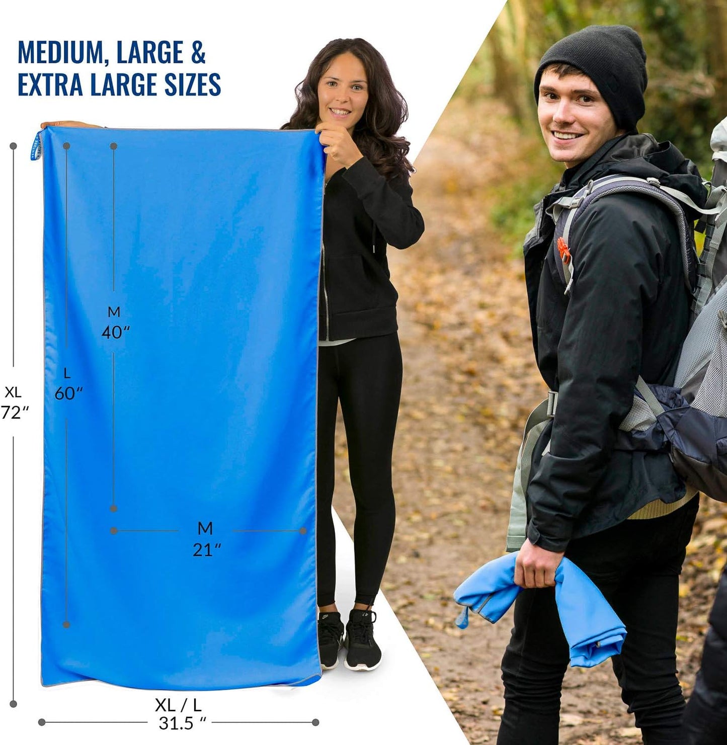 VENTURE 4TH Quick Dry Travel Towel - Fast Drying Ultra Soft Microfiber Towels - Essential for Camping, Backpacking, Yoga, Swimming, Gym, Sports and Beach - 3 Compact Sizes
